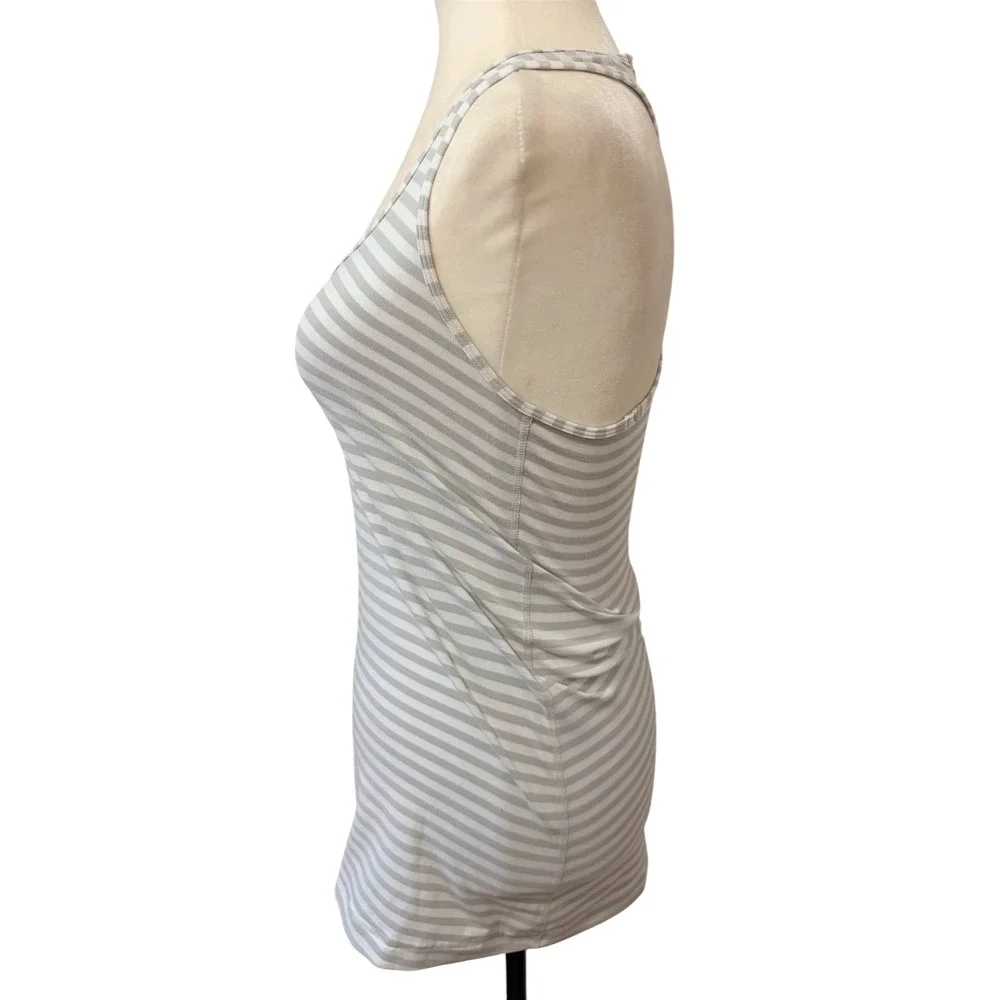 Lululemon Cool Racerback Tank Size 8  Top Grey White Striped Activewear Tank - Picture 4 of 6